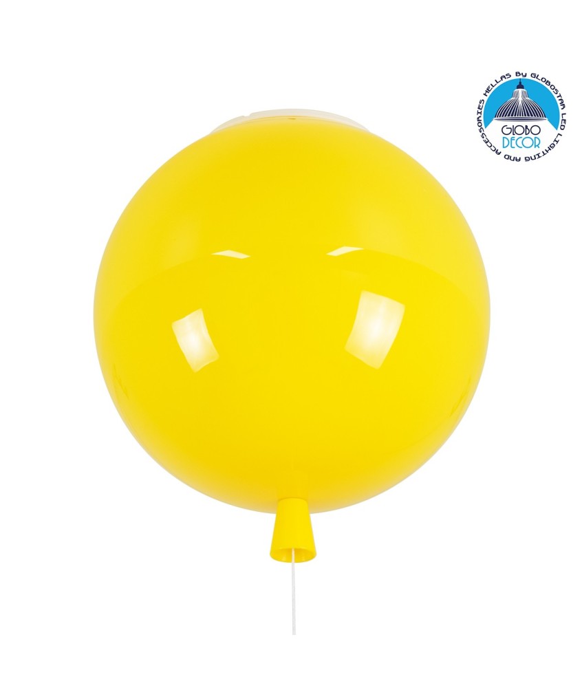 GLOBOSTAR® BALLOON 00651 Παιδικό Φωτιστικό Οροφής με Ντουί 1 x E27 AC 220-240V IP20 - Κίτρινο - Μ30 x Π30 x Υ33cm